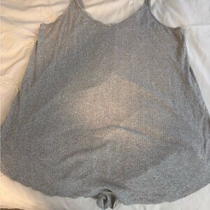 aerie Heather Gray Ribbed Sleep Romper